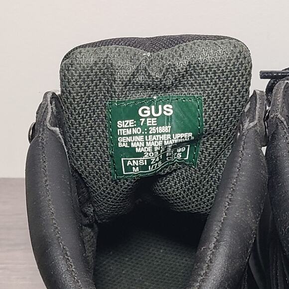 Brahma Men's Work Boots Steel Toe Size 7 EE Wide Leather Gus Solid Black - Picture 4 of 5